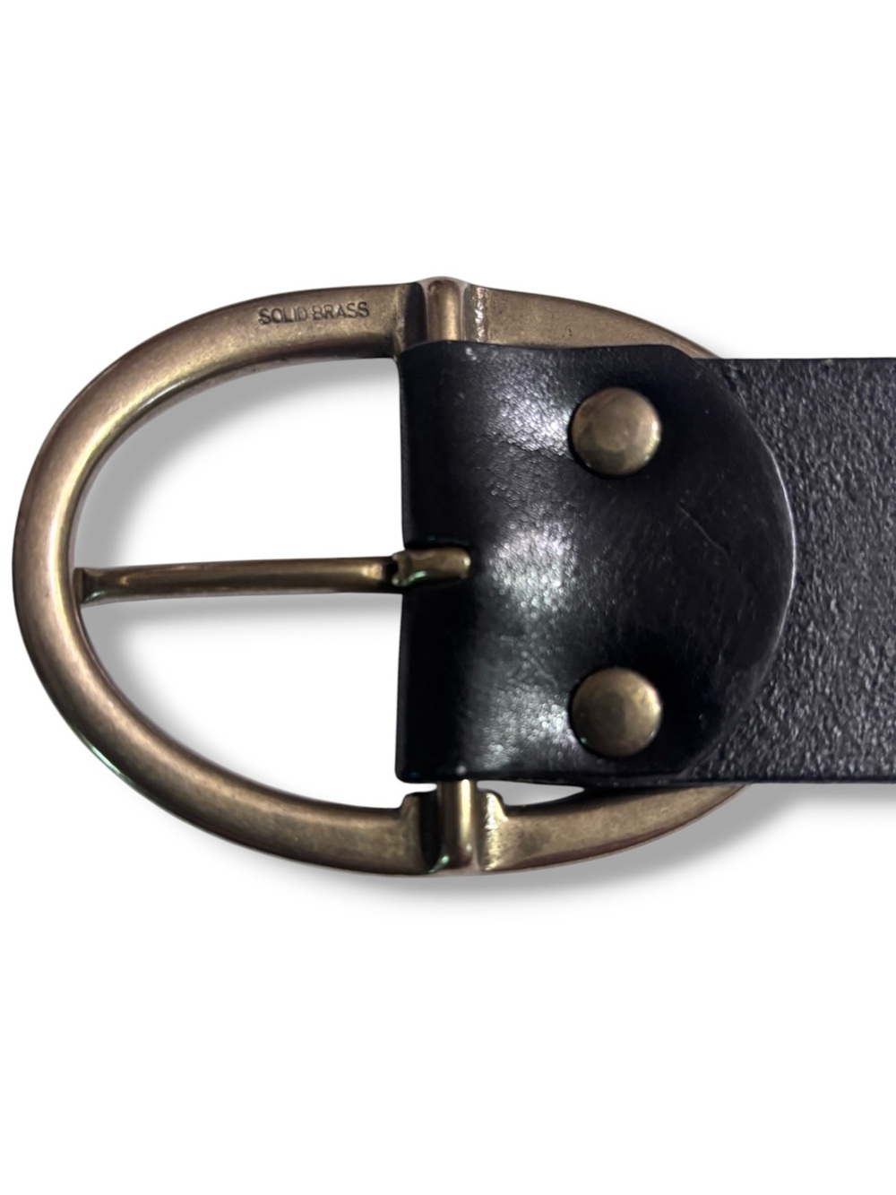 BANANA REPUBLIC Black Western Scrollwork Tooled Leather Belt Oval Brass Buckle - Picture 5 of 11